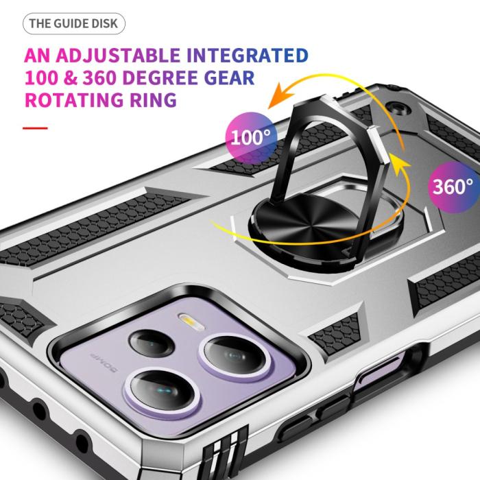 Bild 4, Xiaomi Redmi Note 12 Pro 5G Skal Ring Armor Hybrid Silver
