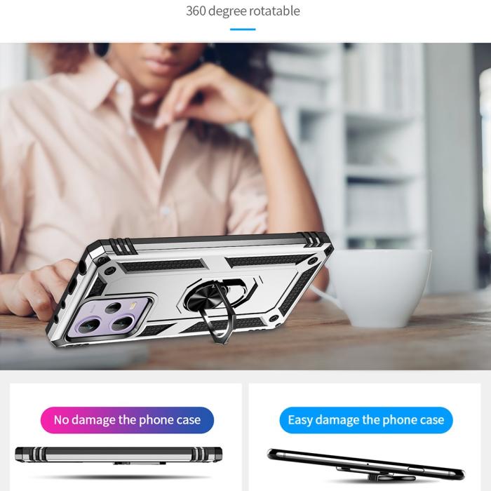 Bild 5, Xiaomi Redmi Note 12 Pro 5G Skal Ring Armor Hybrid Silver