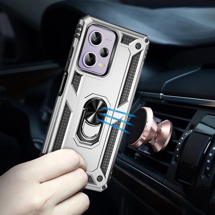 Bild 6, Xiaomi Redmi Note 12 Pro 5G Skal Ring Armor Hybrid Silver