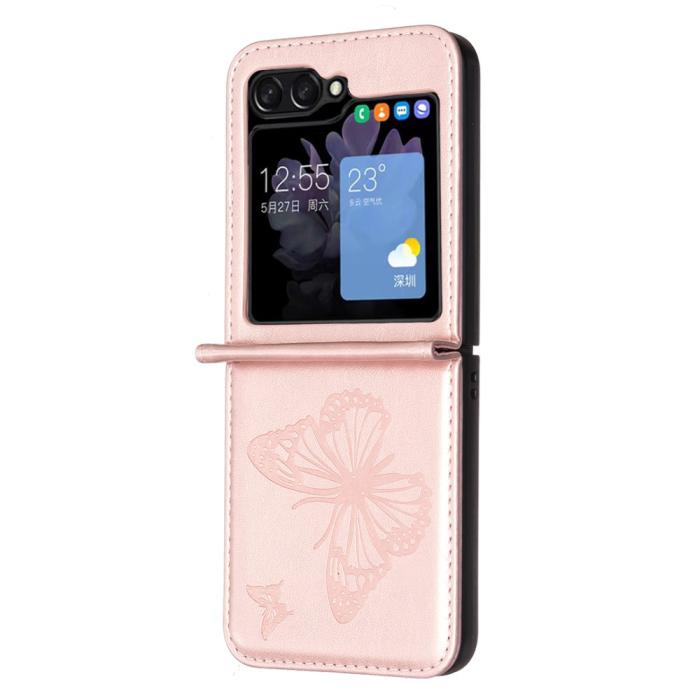 Bild 3, Galaxy Z Flip 6 / 7 FE Skal Fjäril Textur Rosa