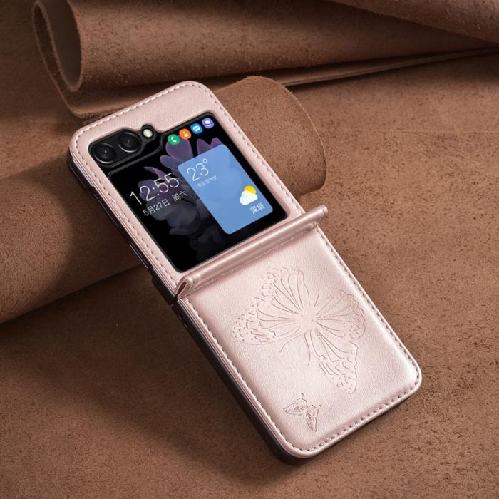 Bild 6, Galaxy Z Flip 6 / 7 FE Skal Fjäril Textur Rosa