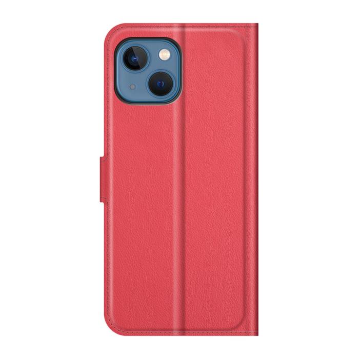 Bild 3, iPhone 13 Mini Fodral Litchi Läder Röd