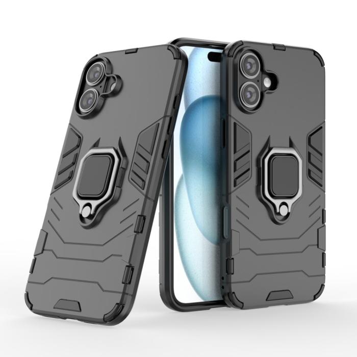 Bild 2, iPhone 16 Plus Skal Hybrid Armor Ring Svart