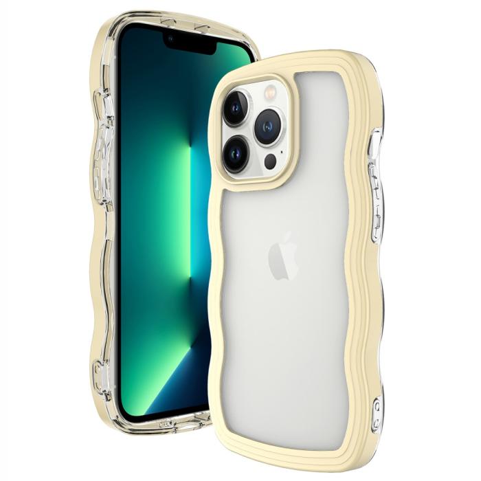 Bild 1, iPhone 15 Pro Skal Wavy Hybrid Transparent/Gul