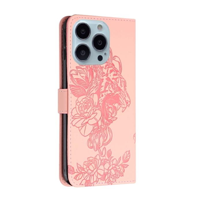 Bild 3, iPhone 14 Pro Fodral Tiger Tryck Roséguld