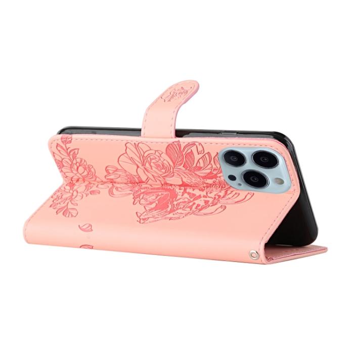 Bild 5, iPhone 14 Pro Fodral Tiger Tryck Roséguld