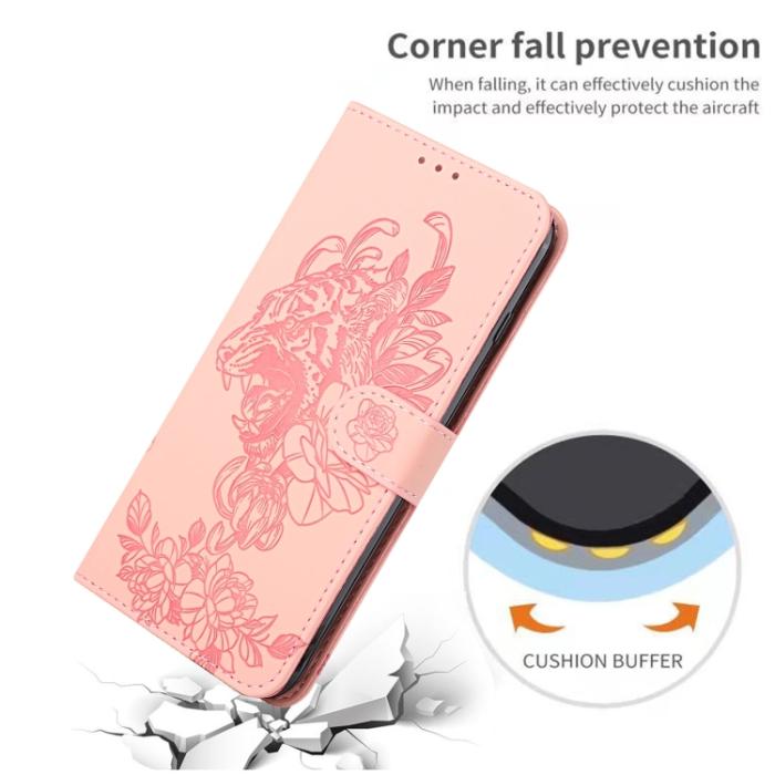 Bild 6, iPhone 14 Pro Fodral Tiger Tryck Roséguld