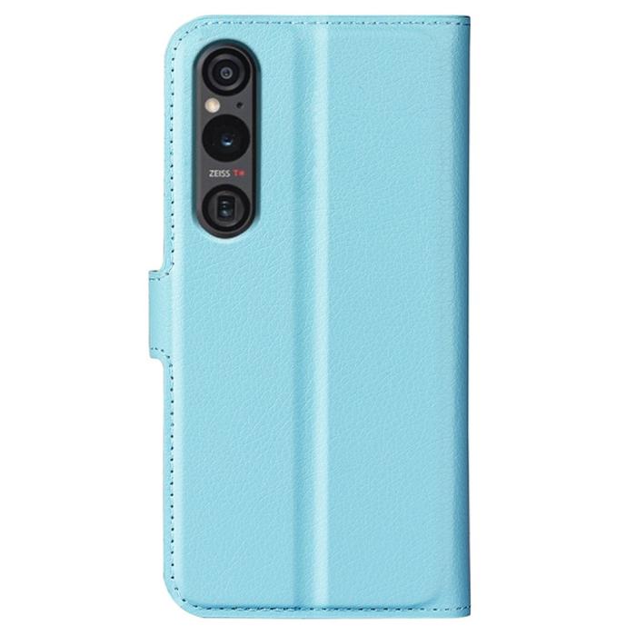 Bild 6, Sony Xperia 1 VI Fodral Litchi Läder Ljus Blå