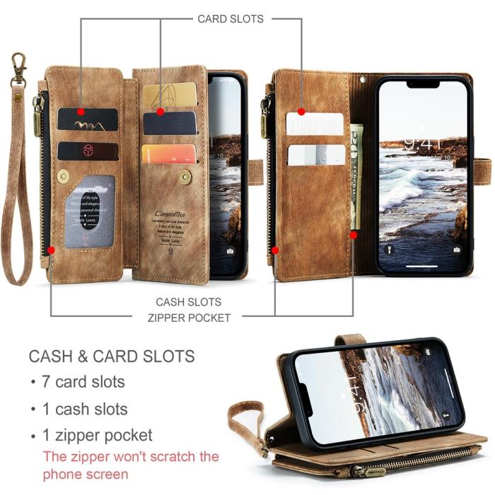 Bild 5, CASEME iPhone 15 Plus Multifunktionellt Fodral Brun
