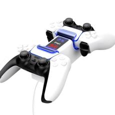 iPega LED Laddstation F&ouml;r 2x PS5 DualSense Handkontroller Vit