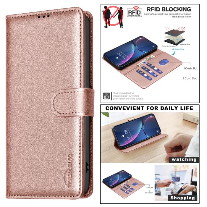 Bild 4, BINFEN Samsung Galaxy S26 Fodral RFID Läder Roséguld
