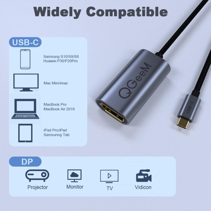 Bild 5, USB-C Thunderbolt3 till DisplayPort Hona Adapter 4K 60Hz Blå