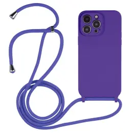 iPhone 15 Pro Skal Silikon Med Snodd Lila