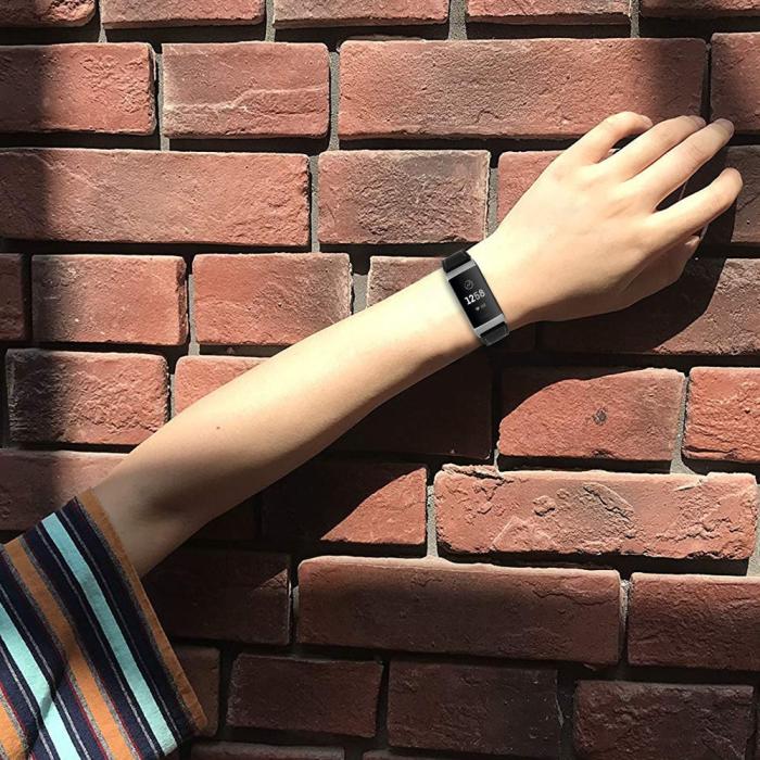 Bild 6, Äkta Läder Armband Fitbit Charge 3 / 4 Svart