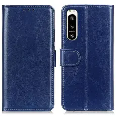 Sony Xperia 5 IV Fodral Crazy Horse L&auml;der Bl&aring;