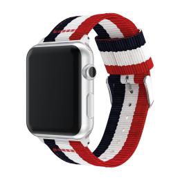 Nylon Armband Med Vertikal Design Apple Watch 41/40/38 mm - Blå/Vit/Röd