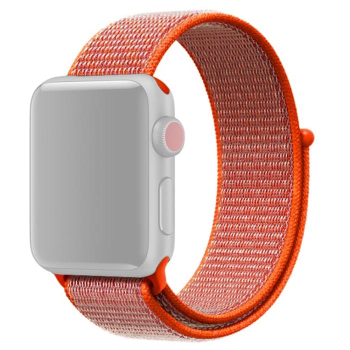Bild 1, Nylon Loop Armband Justerbart Apple Watch 42/44/45/49 mm Orange
