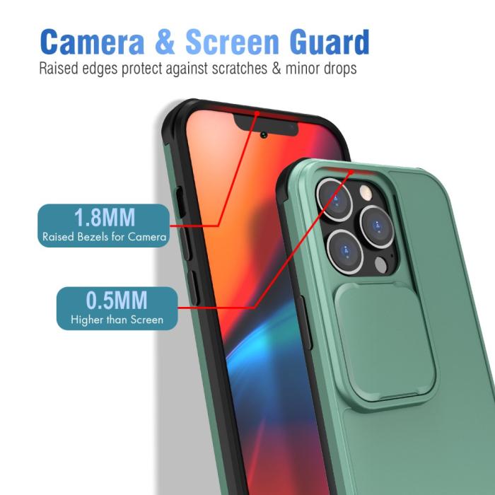 Bild 2, iPhone 13 Pro - CamShield Hybrid Skal - Grön