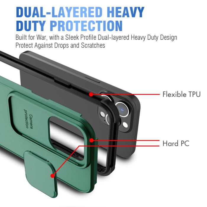 Bild 4, iPhone 13 Pro - CamShield Hybrid Skal - Grön