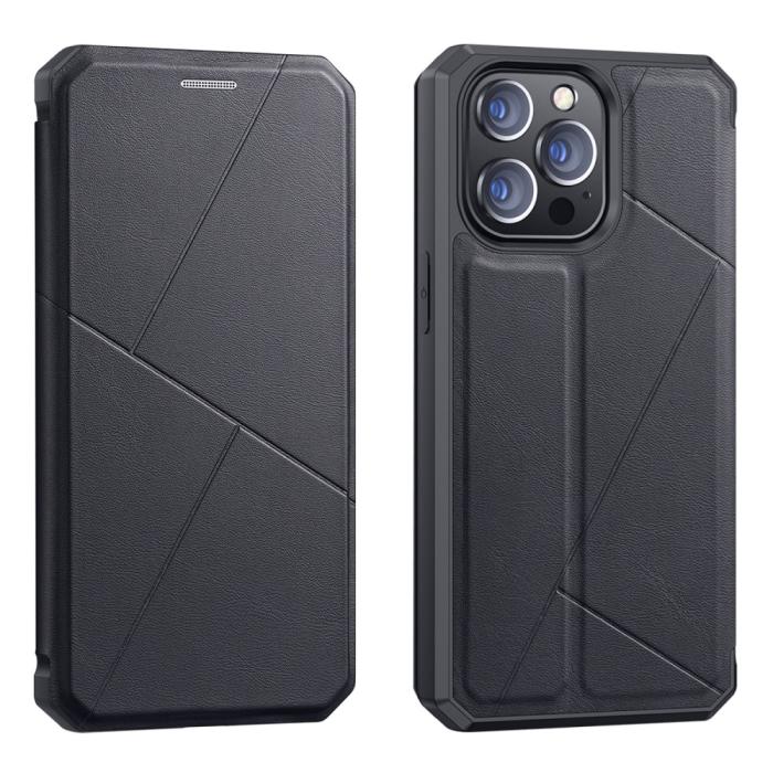 Bild 1, iPhone 13 Pro - DUX DUCIS Skin X Shockproof Läder Fodral - Svart