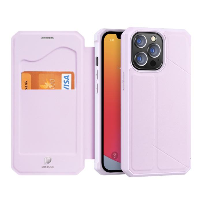 Bild 4, iPhone 13 Pro - DUX DUCIS Skin X Shockproof Läder Fodral - Rosa
