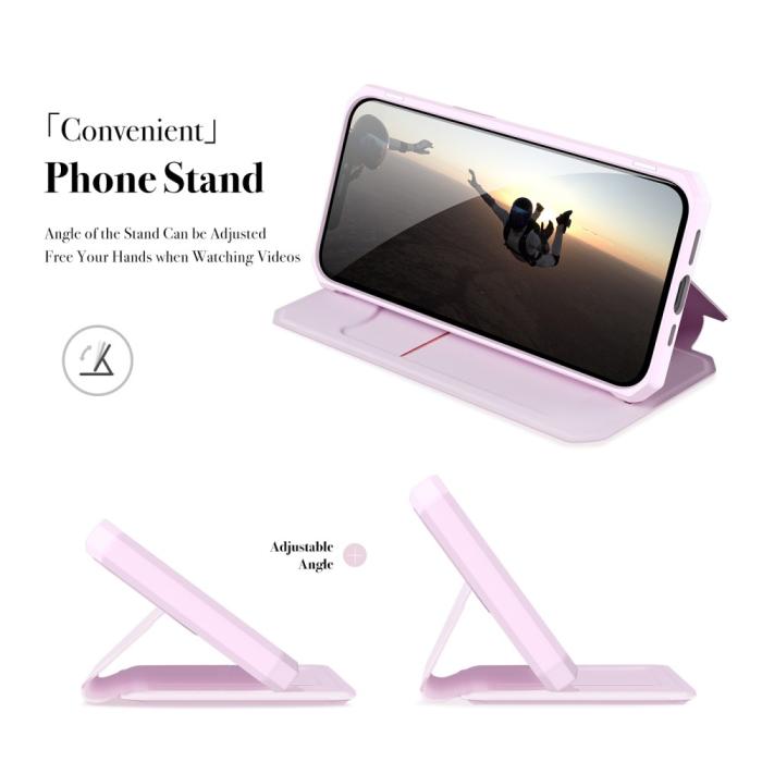 Bild 5, iPhone 13 Pro - DUX DUCIS Skin X Shockproof Läder Fodral - Rosa