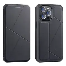 iPhone 13 Pro - DUX DUCIS Skin X Shockproof L&auml;der Fodral - Svart