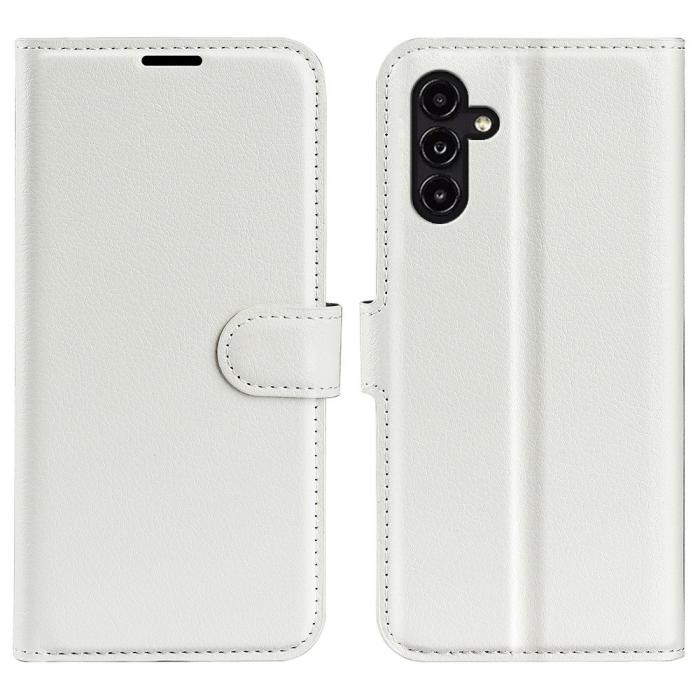 Bild 1, Samsung Galaxy A14 4G/5G Fodral Litchi Läder Vit