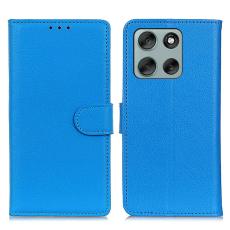 Motorola Moto G56 5G Fodral Litchi L&auml;der Bl&aring;