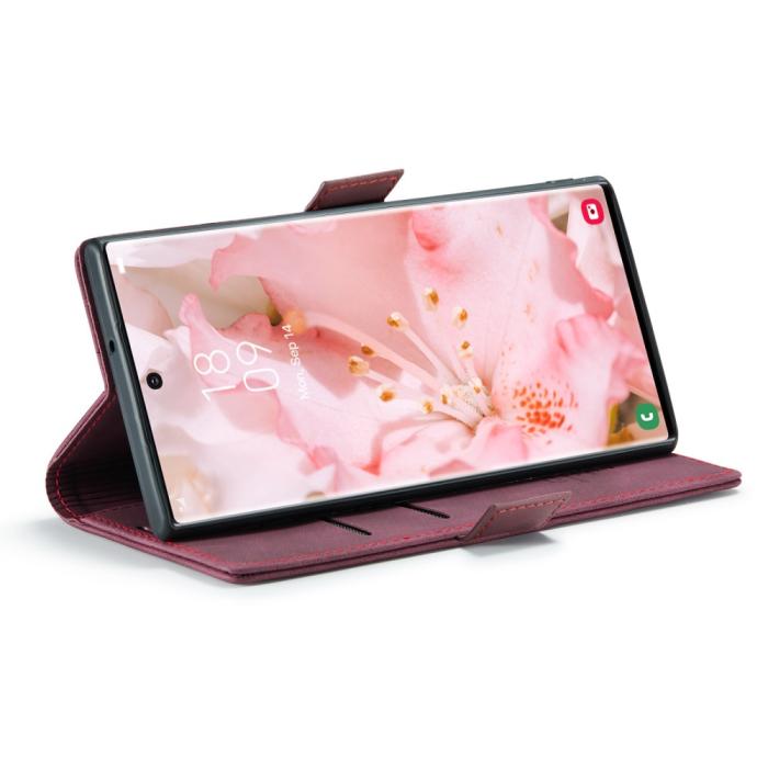 Bild 3, CASEME Samsung Galaxy S23 Ultra Fodral Flip Läder Vinröd