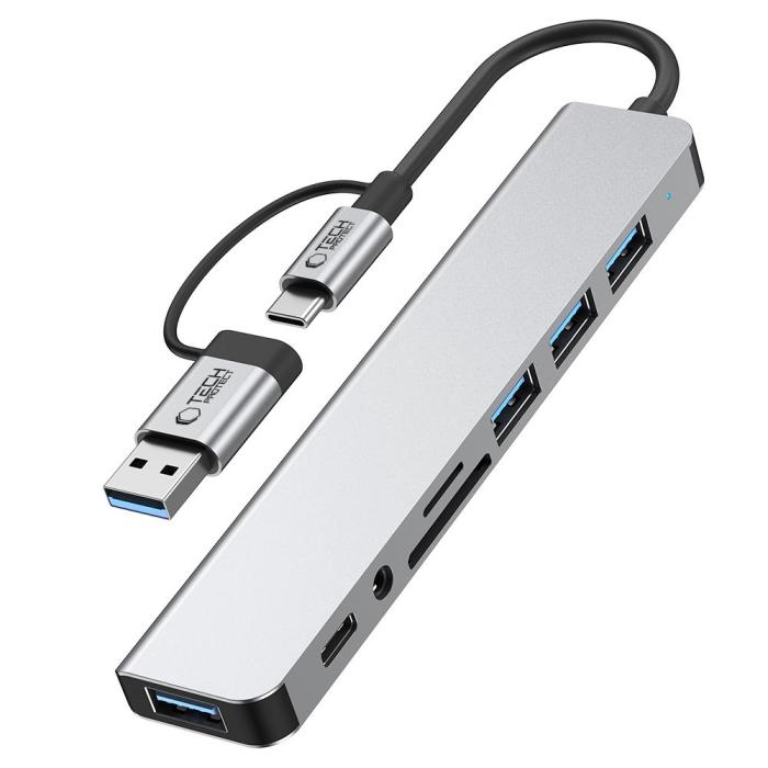 Bild 5, Tech-Protect 8in1 USB-C/USB-A - USB-C/USB-A/SD/TF/AV3.5