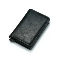 RFID Retro Aluminium Läder Korthållare Svart