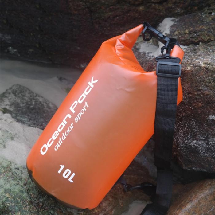 Bild 1, 10L Genomskinlig Dry Bag Vattentät Sjösäck / Packpåse Orange