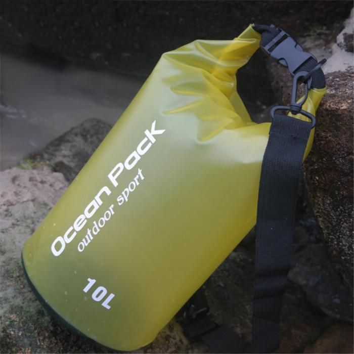 Bild 1, 10L Genomskinlig Dry Bag Vattentät Sjösäck / Packpåse Gul