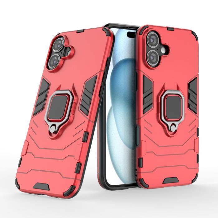 Bild 2, iPhone 16 Plus Skal Hybrid Armor Ring Röd