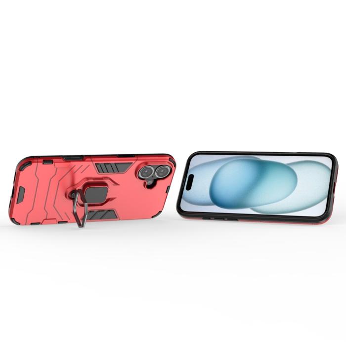 Bild 4, iPhone 16 Plus Skal Hybrid Armor Ring Röd