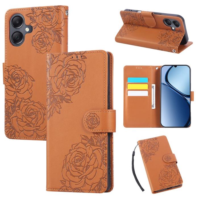 Bild 6, Samsung Galaxy A07 Fodral Med Tryck Blommor Brun