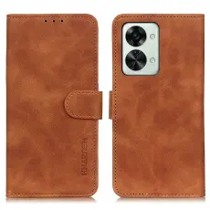 KHAZNEH OnePlus Nord 2T 5G Fodral Retro L&auml;der Brun