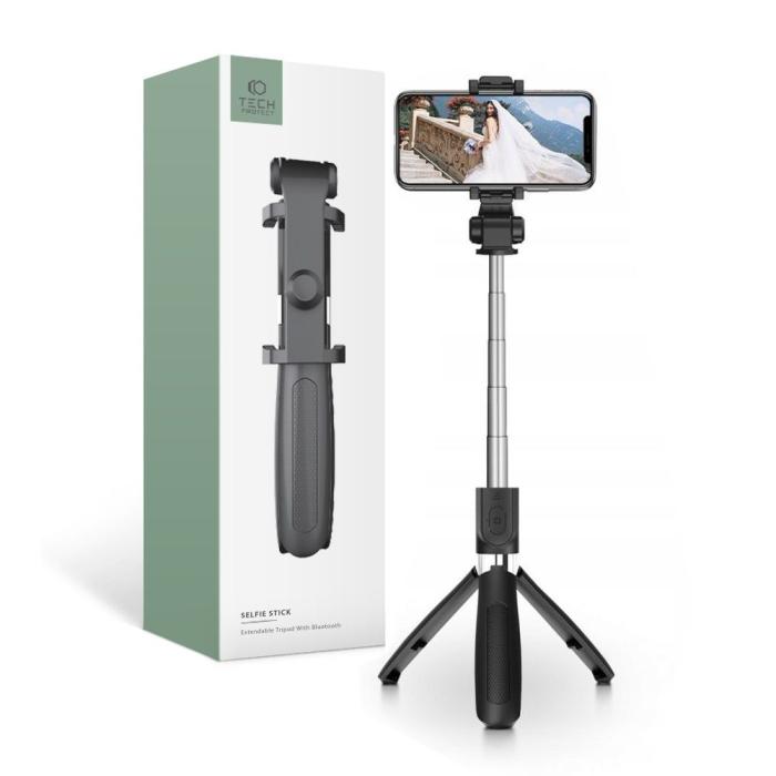 Bild 1, Tech-Protect Selfie Stick Tripod Trådlös Svart