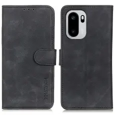 KHAZNEH OnePlus 15R Fodral Retro L&auml;der Svart