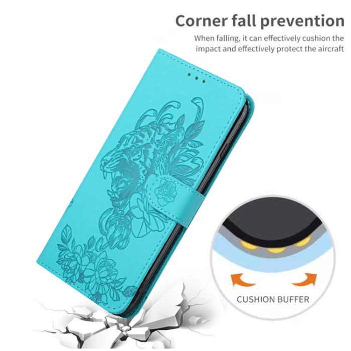 Bild 6, iPhone 14 Pro Fodral Tiger Tryck Blå