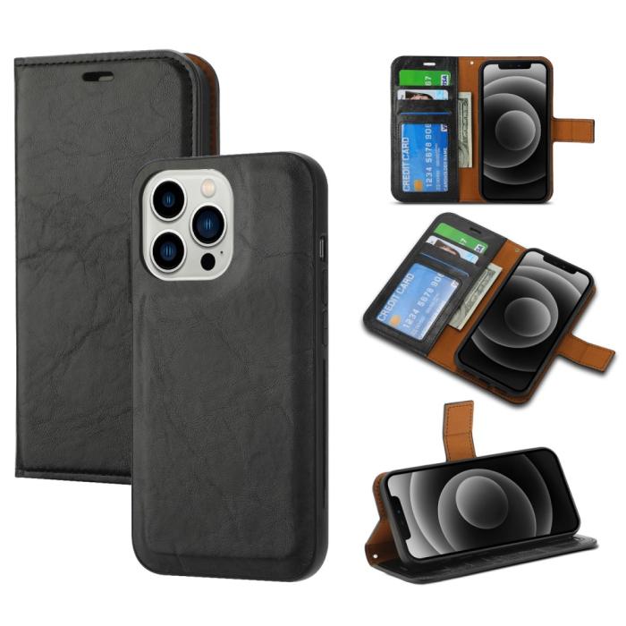 Bild 1, iPhone 15 Plus 2in1 Magnet Fodral Crazy Horse Svart
