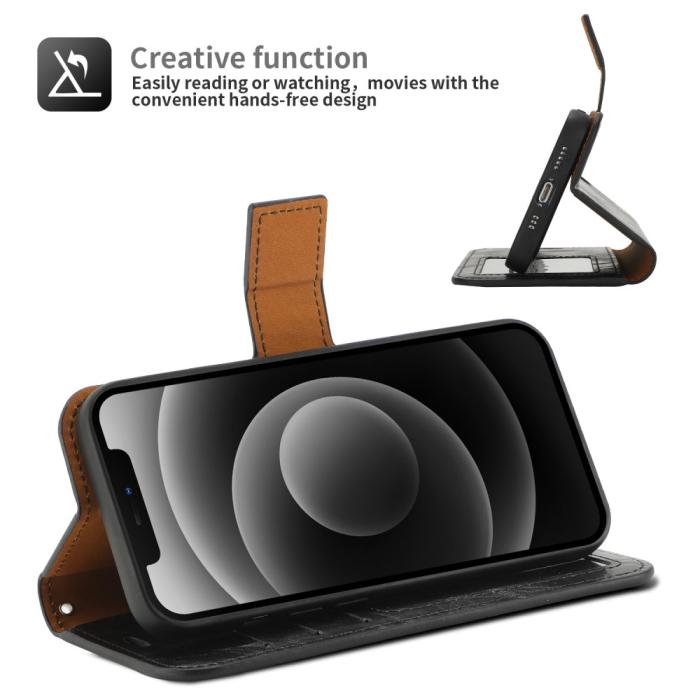 Bild 3, iPhone 15 Plus 2in1 Magnet Fodral Crazy Horse Svart