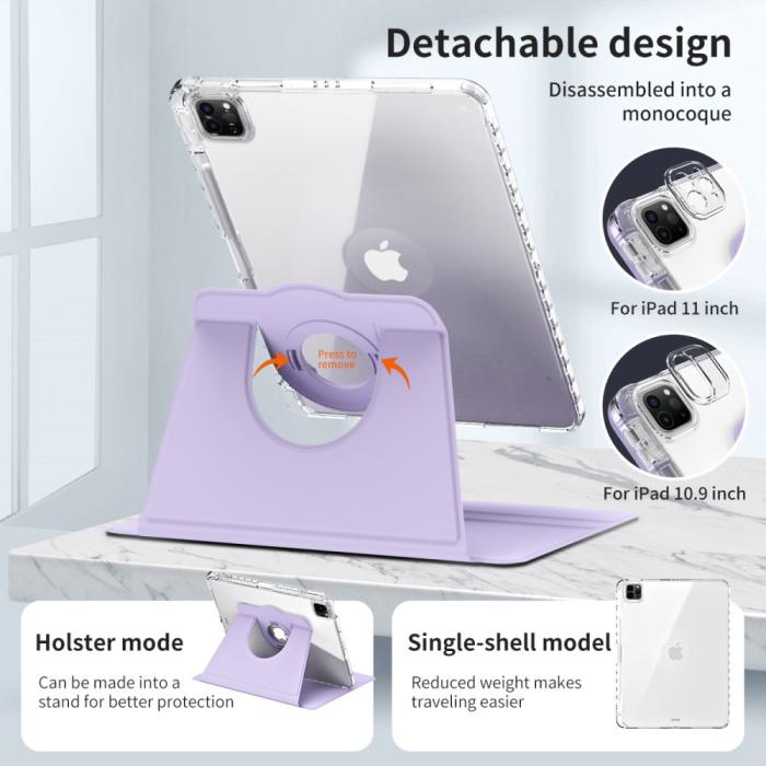 Bild 5, iPad Pro 11 2025/2024 Fodral Hybrid Rotation Pennhållare Lila