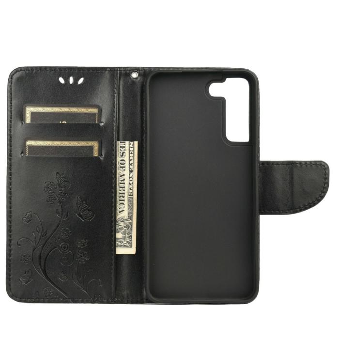 Bild 4, Samsung Galaxy S22 Plus Fodral Butterfly Läder Svart