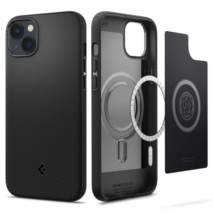 Bild 1, Spigen iPhone 15 Plus / 14 Plus Skal MagSafe Mag Armor Matt Svart