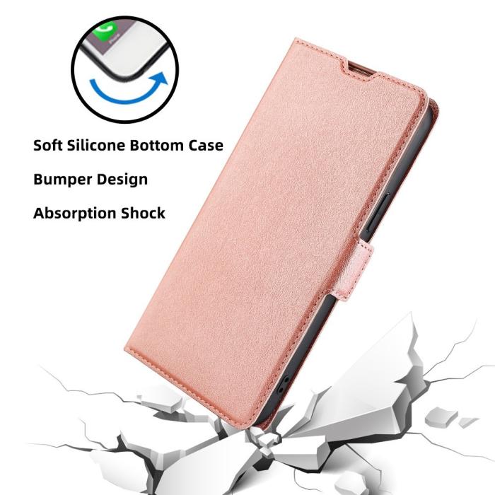 Bild 4, Motorola Edge 30 Neo 5G Fodral Slim Magnetisk Stängning Roséguld