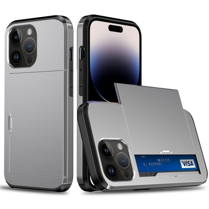 Bild 1, iPhone 15 Pro Skal Med Kortfack Grå