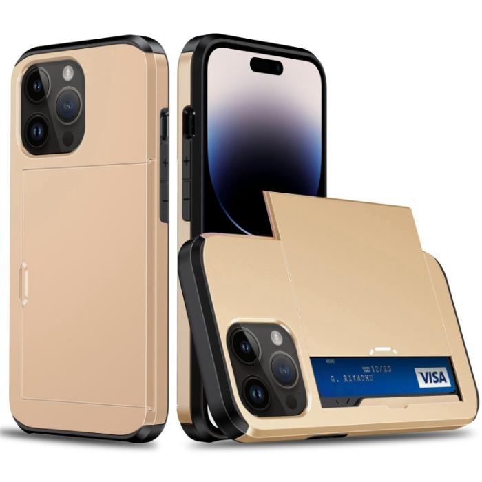 Bild 1, iPhone 15 Pro Skal Med Kortfack Guld