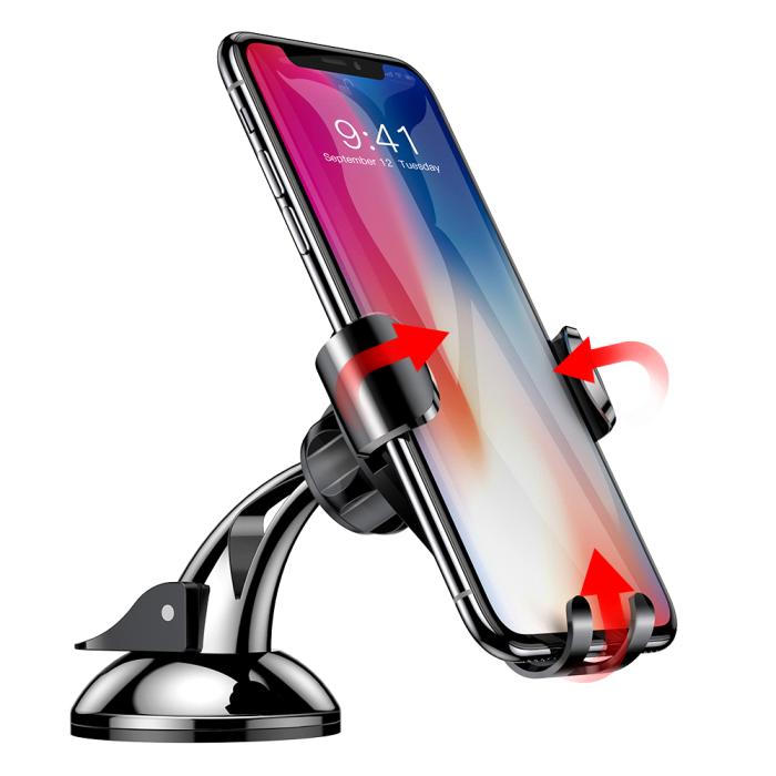 Bild 3, Baseus 360° Mobilhållare för Vindruta/Instrumentbräda - Silver